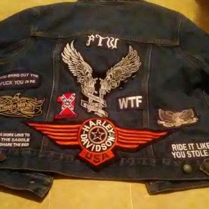 A large Harley Davidson Jean Jacket